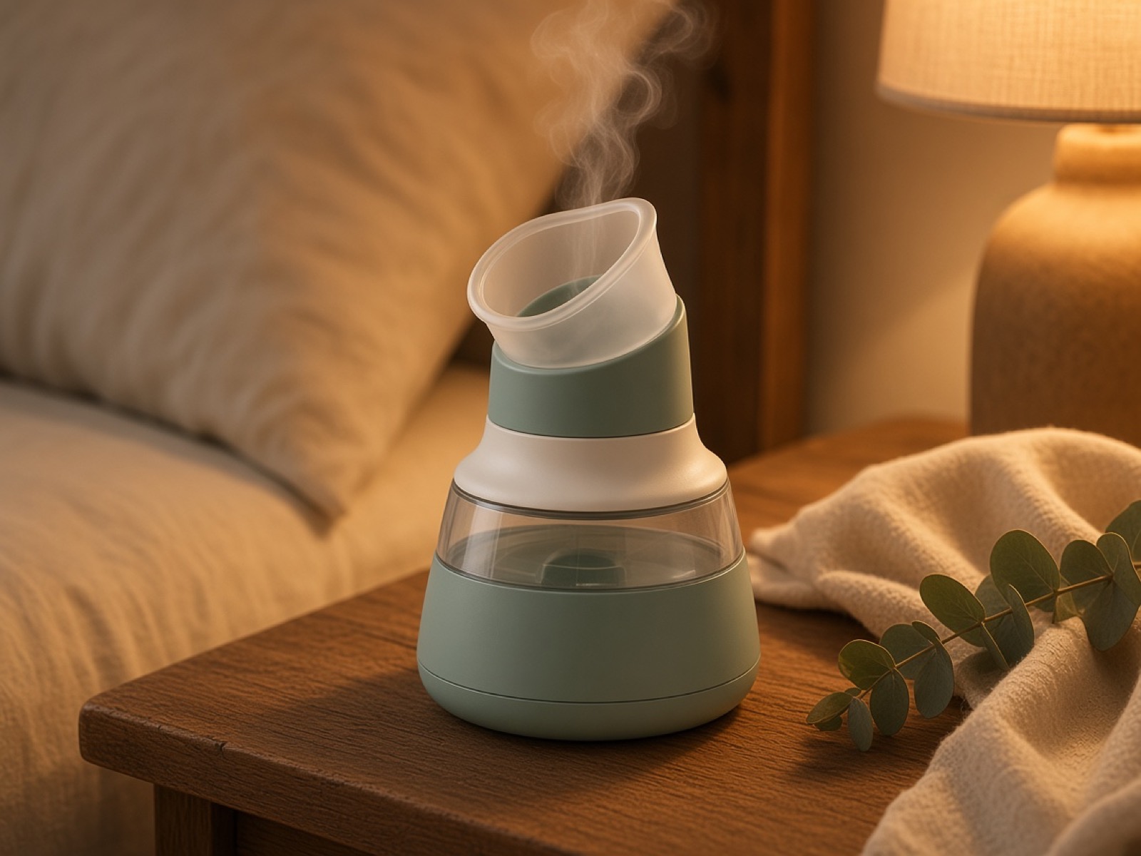 Inhalador de vapor de cerámica encendido por la noche